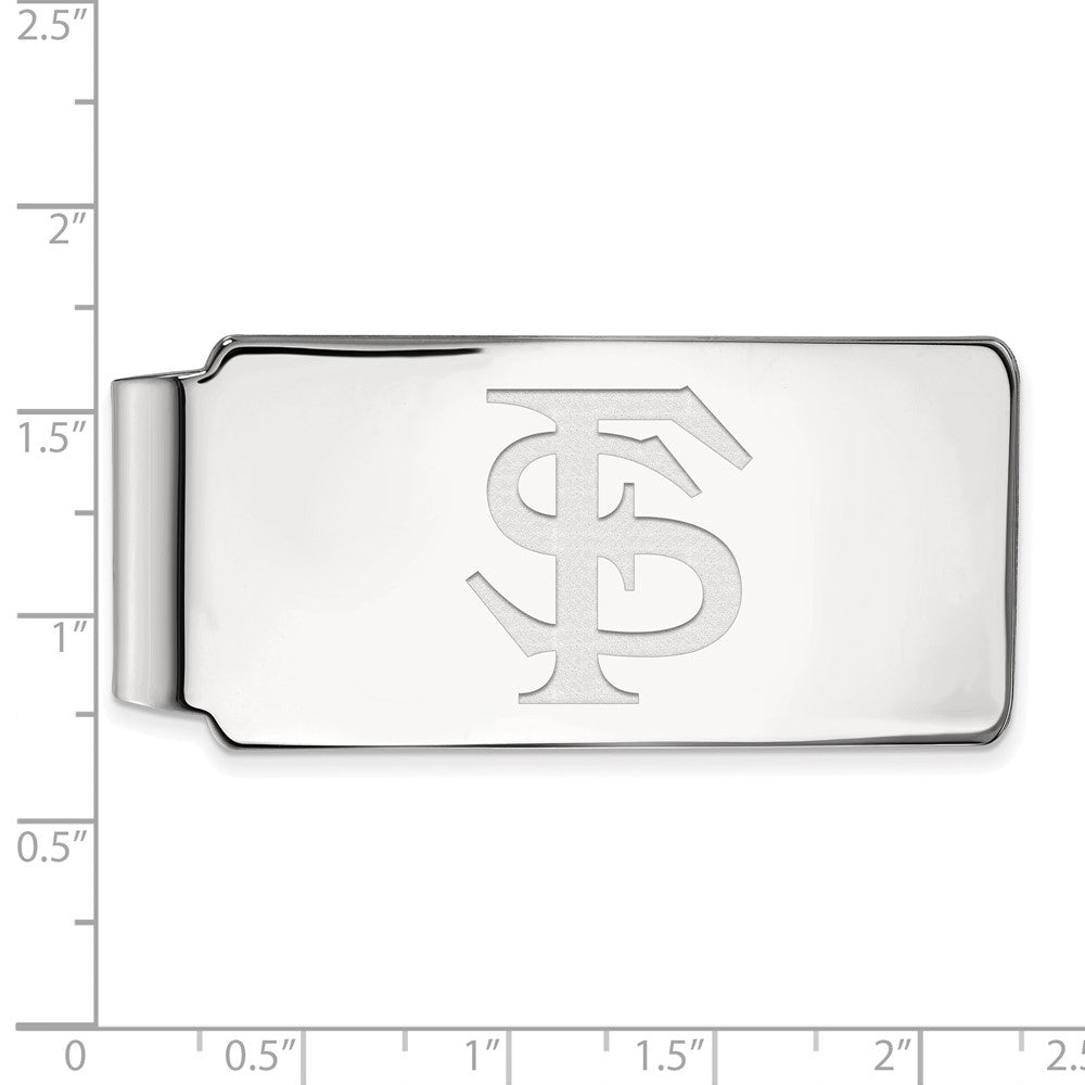 Sterling Silver Rhodium-plated Florida State Univ. F-S Money Clip