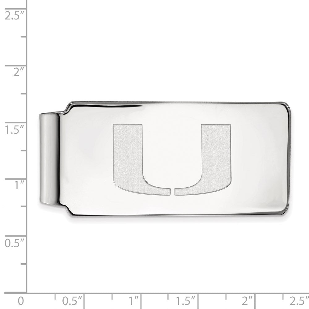 Sterling Silver Rhodium-plated University of Miami Money Clip