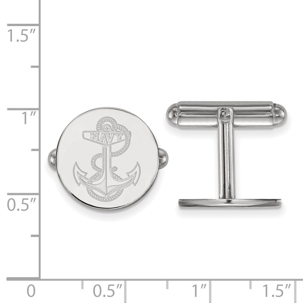Sterling Silver Rhodium-plated US Naval Academy Cuff Links
