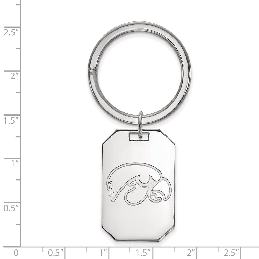 Sterling Silver Rhodium-plated University of Iowa Key Ring