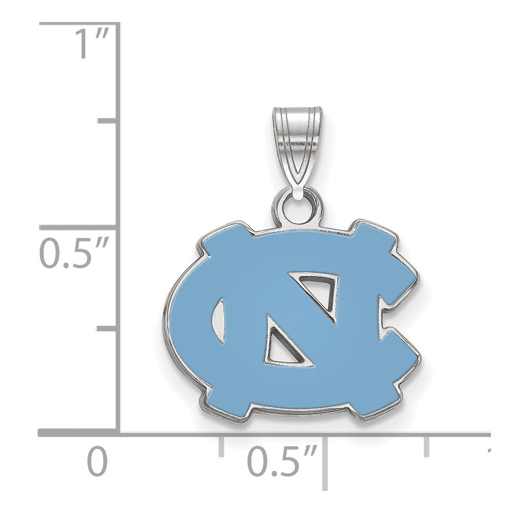 Sterling Silver Rhodium-plated U. of North Carolina Small Enamel Pendant