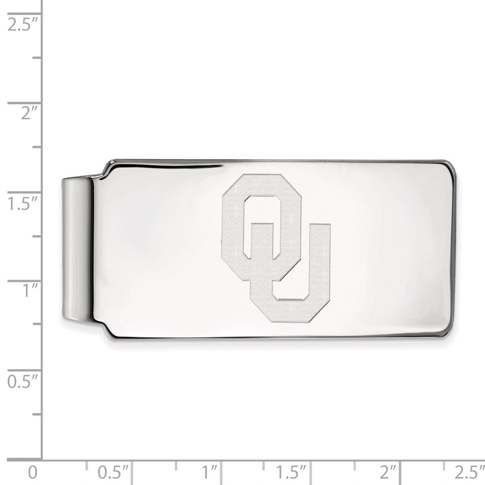 Sterling Silver Rhodium-plated University of Oklahoma Money Clip