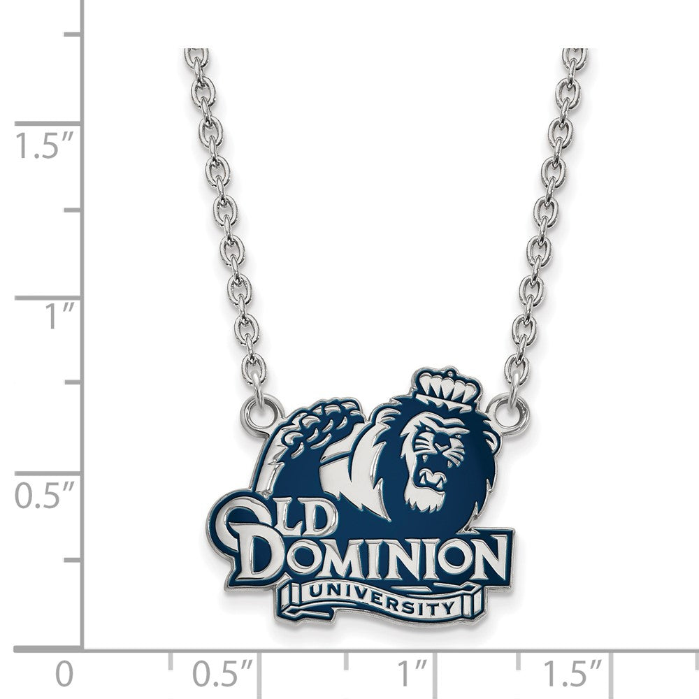 Sterling Silver Rhodium-plated Old Dominion U. Large Enamel Necklace