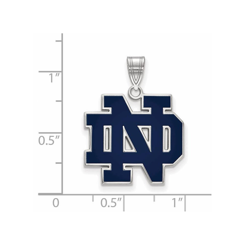 Sterling Silver Rhodium-plated U. of Notre Dame Large Enamel Pendant