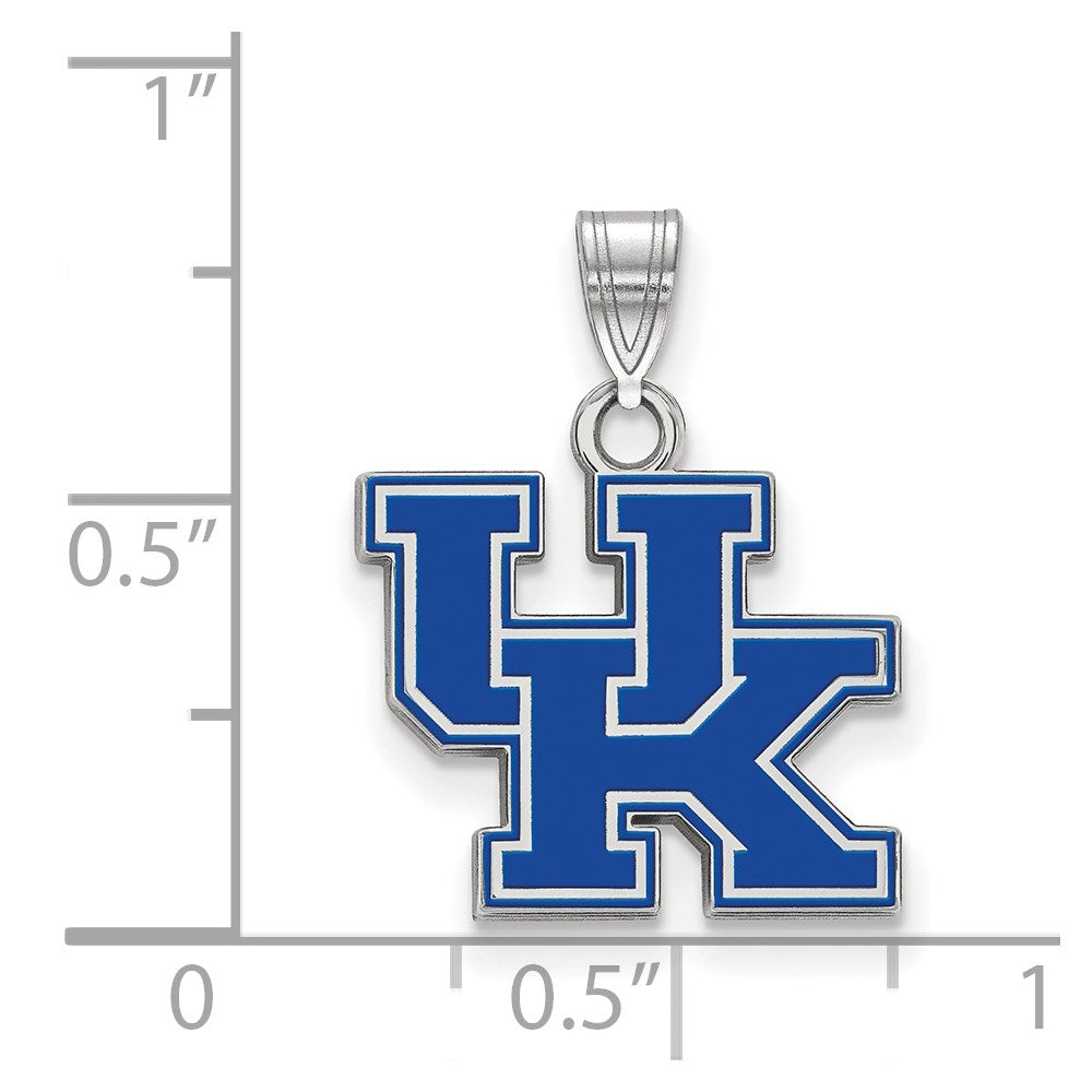 Sterling Silver Rhodium-plated U. of Kentucky Small Enamel Pendant