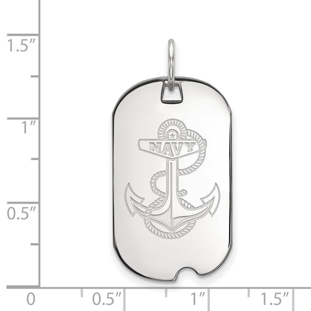 Sterling Silver Rhodium-plated US Naval Academy Small Dog Tag