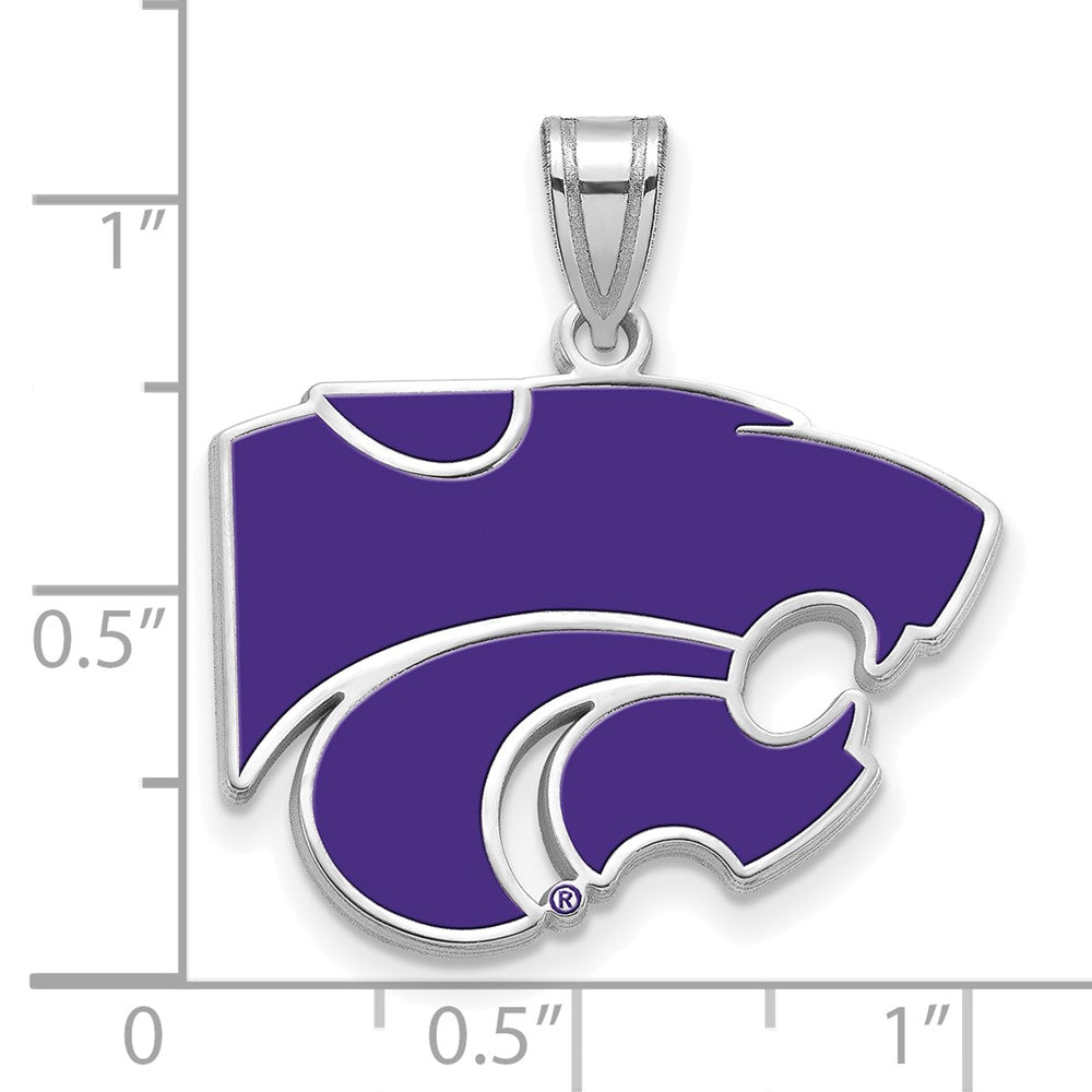 Sterling Silver Rhodium-plated Kansas State U. Large Enamel Pendant