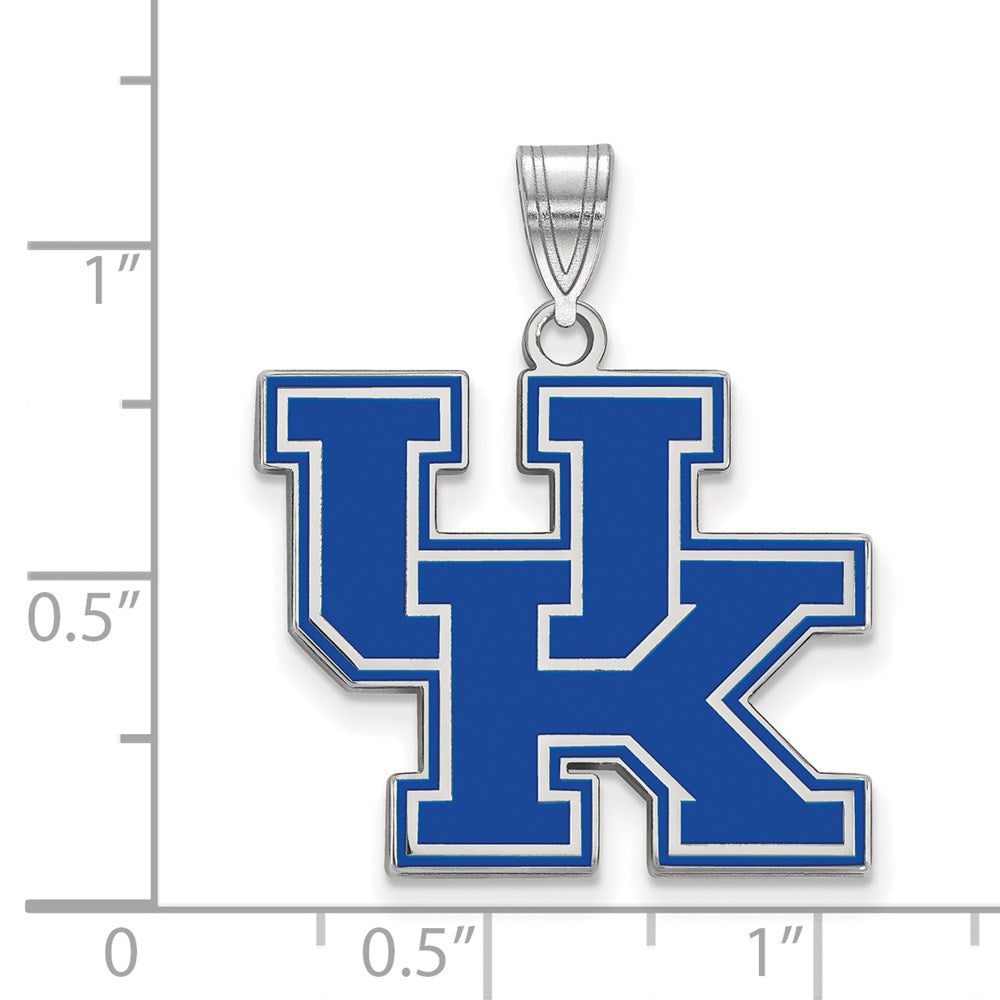 Sterling Silver Rhodium-plated U. of Kentucky Large Enamel Pendant