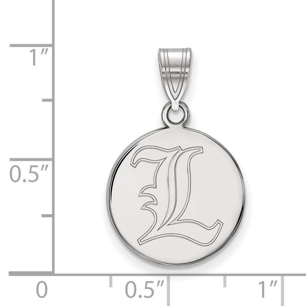 Sterling Silver Rhodium-plated U. of Louisville Medium Disc Pendant