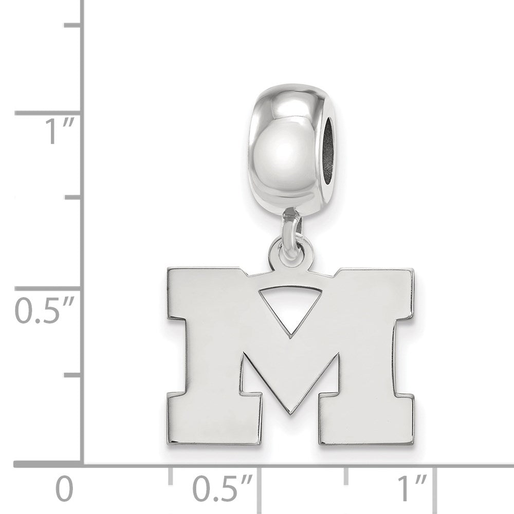 Sterling Silver Rhodium-plated University of Michigan Small Dangle Bead