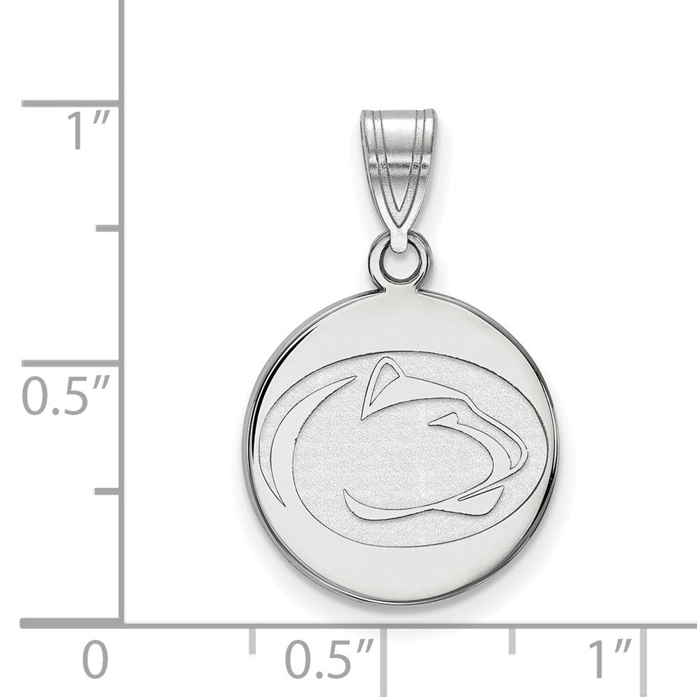 Sterling Silver Rhodium-plated Penn State Univ. Medium Disc Pendant