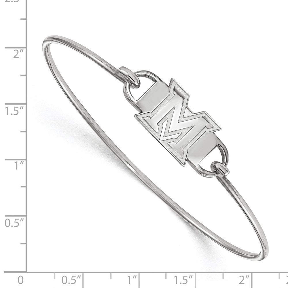 Sterling Silver Rhodium-plated Miami University Small Center Wire Bangle