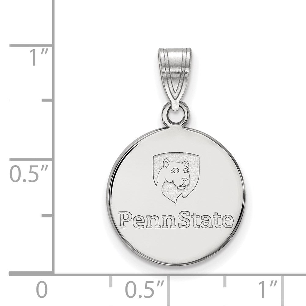 Sterling Silver Rhodium-plated Penn State Univ. Medium Disc Pendant