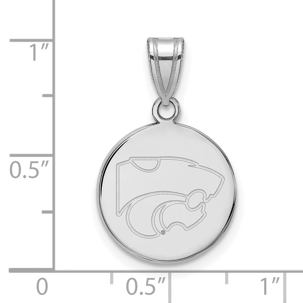 Sterling Silver Rhodium-plated Kansas State U. Medium Disc Pendant