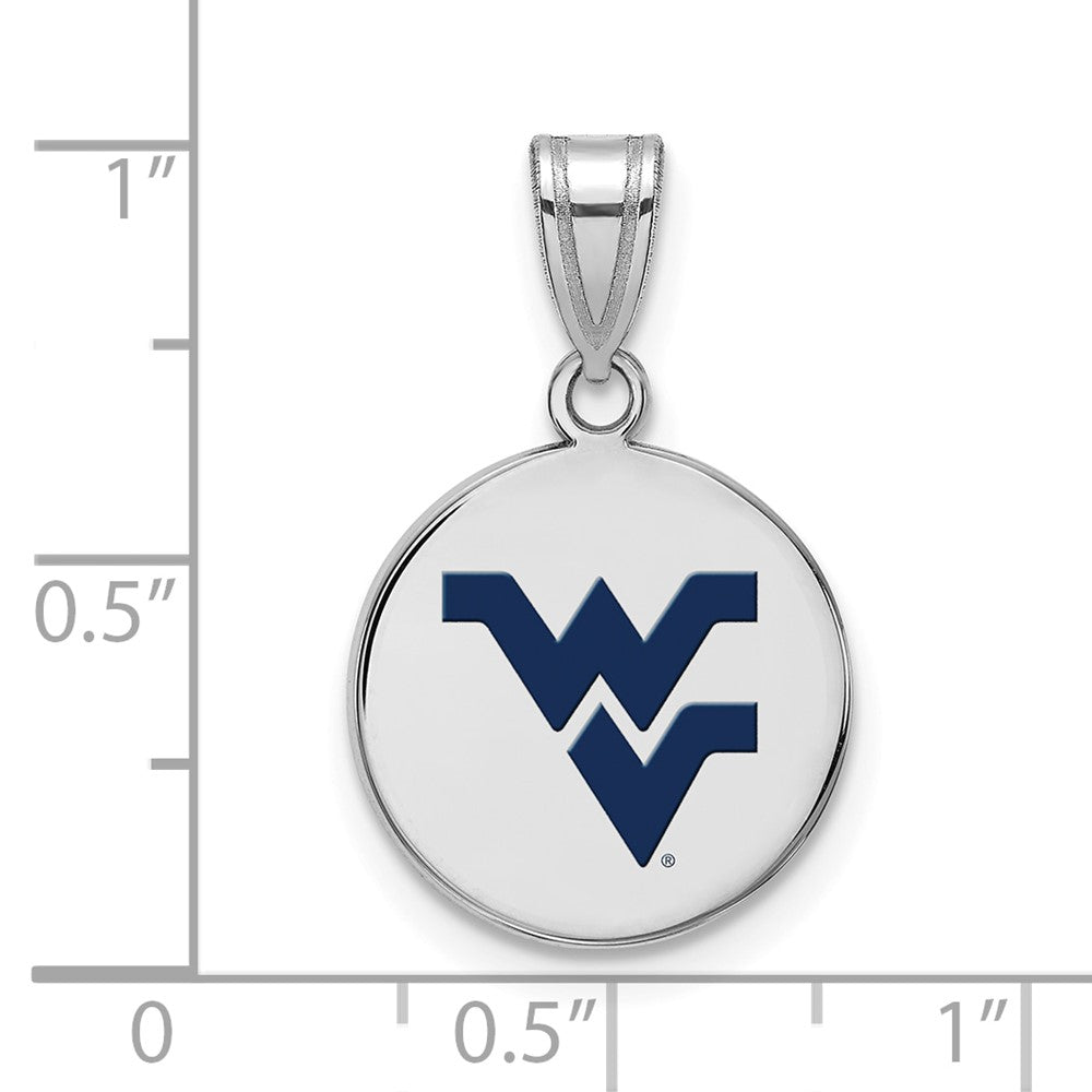 Sterling Silver Rhodium-plated West Virginia U. Medium Enamel Pendant