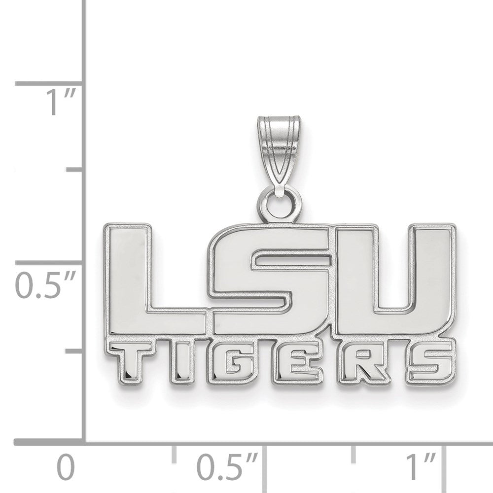 Sterling Silver Rhodium-plated Louisiana State U. Small Pendant
