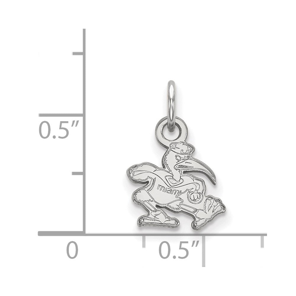 Sterling Silver Rhodium-plated University of Miami XS Pendant