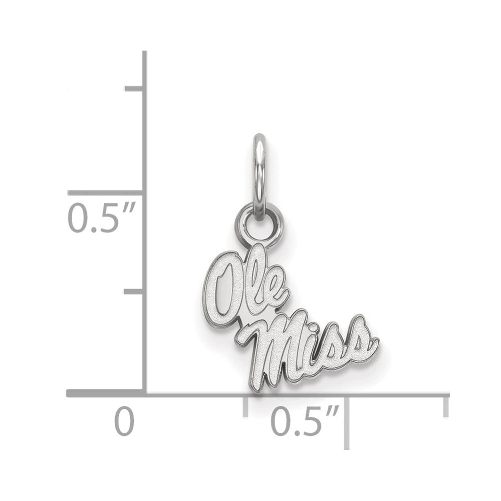 Sterling Silver Rhodium-plated University of Mississippi XS Pendant
