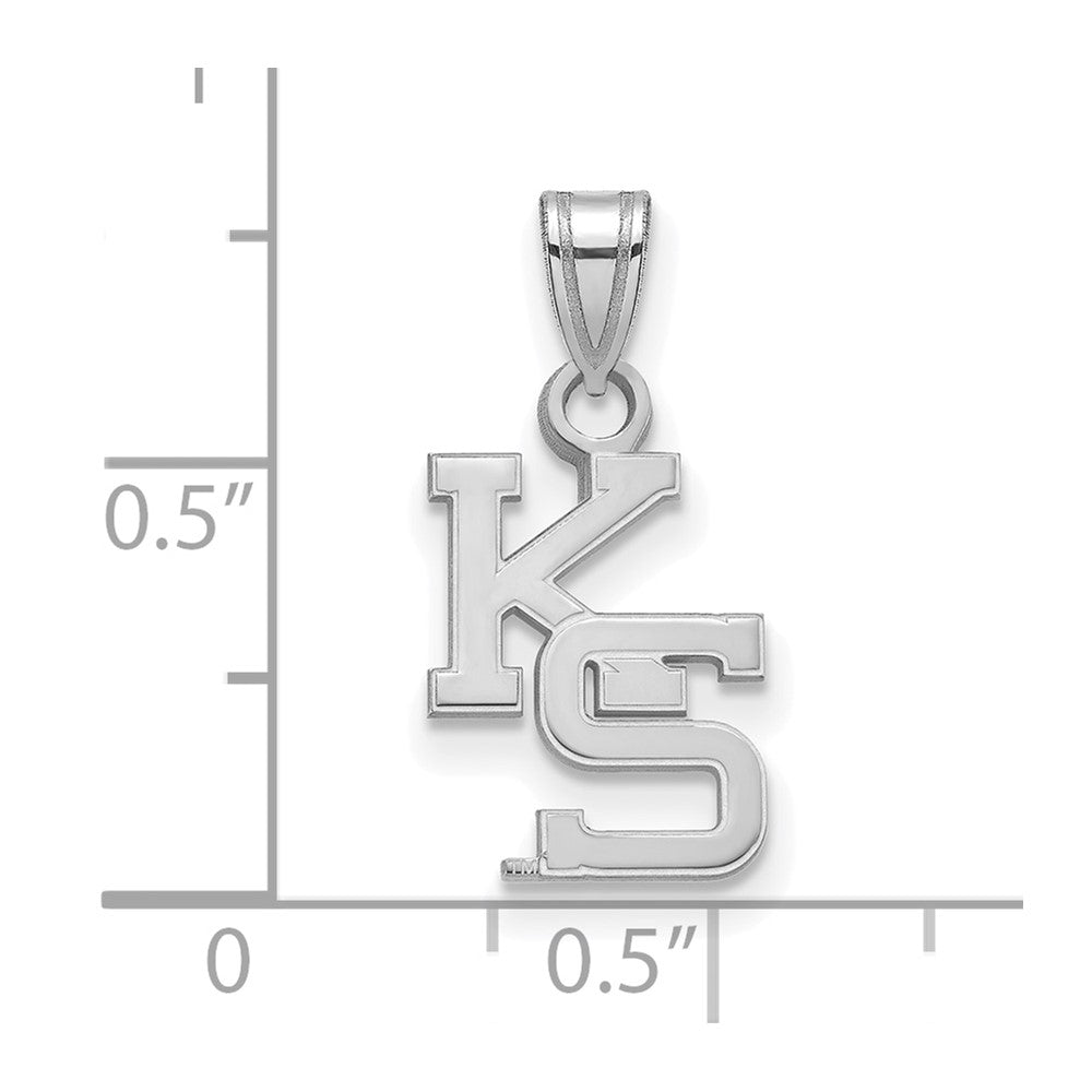 Sterling Silver Rhodium-plated Kansas State University Small Pendant