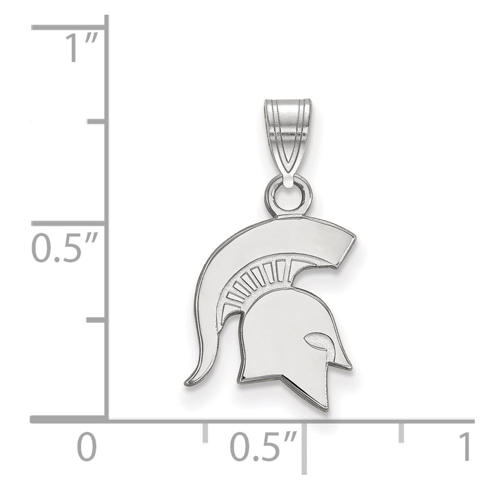 Sterling Silver Rhodium-plated Michigan State U. Small Pendant