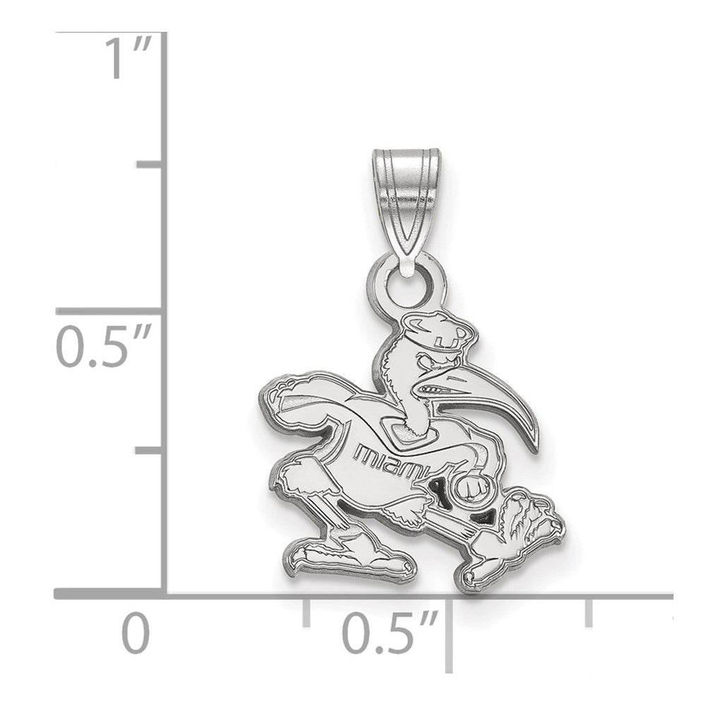 Sterling Silver Rhodium-plated University of Miami Small Pendant