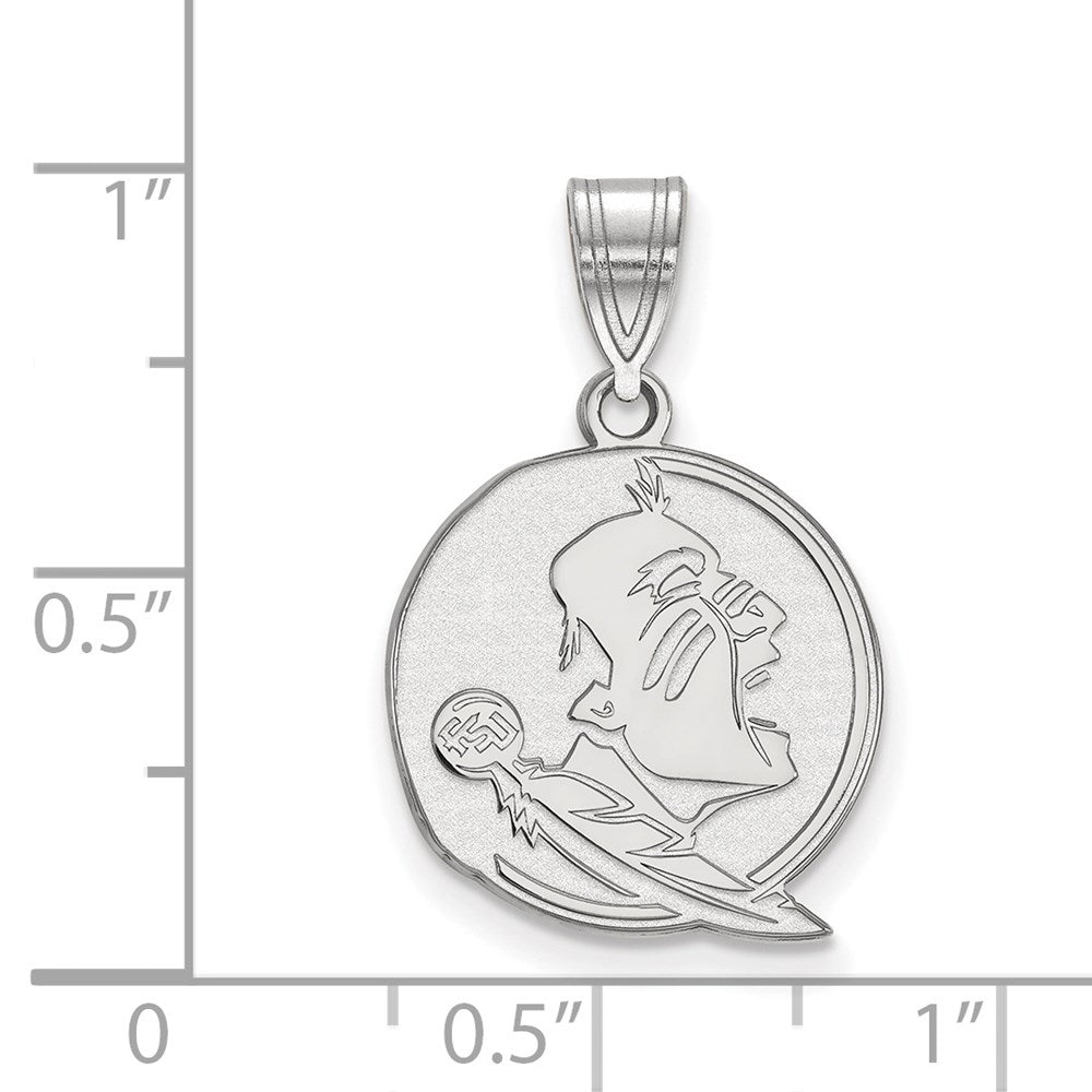 Sterling Silver Rhodium-plated Florida State University Medium Pendant