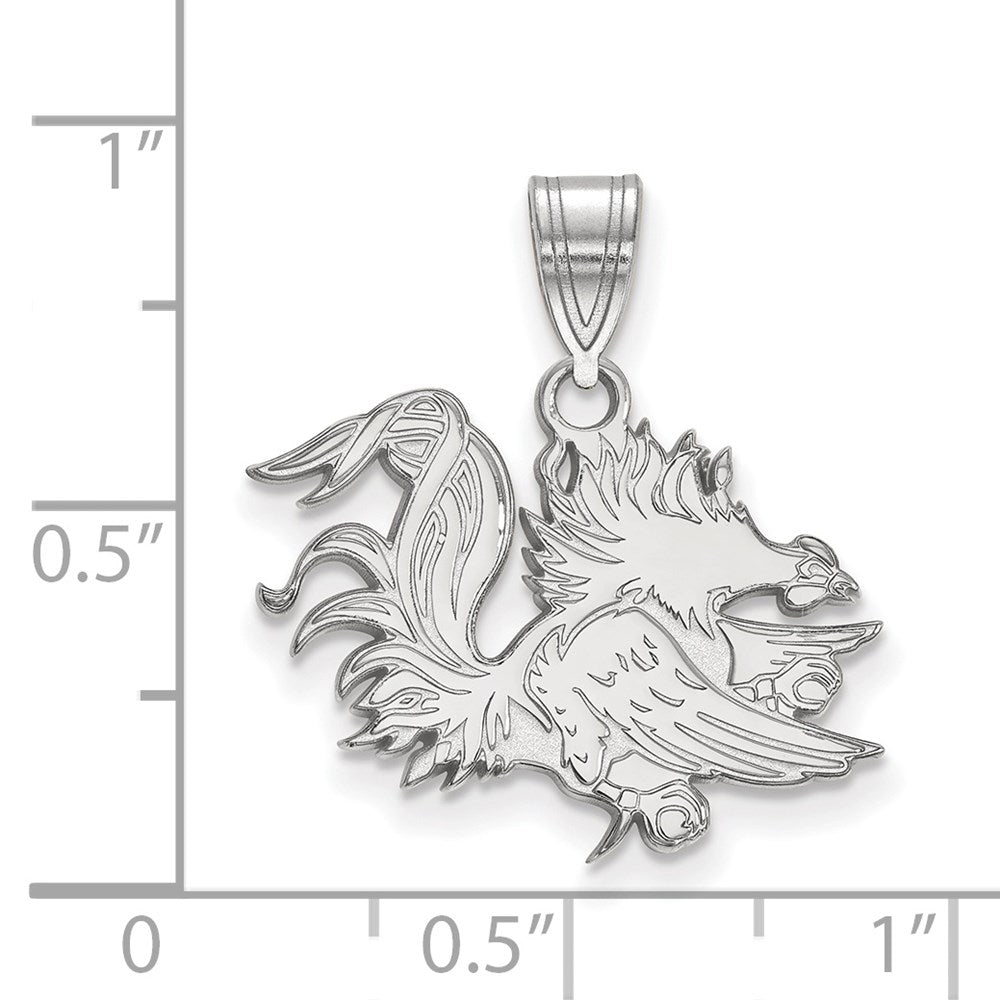 Sterling Silver Rhodium-plated Univ. of South Carolina Medium Pendant