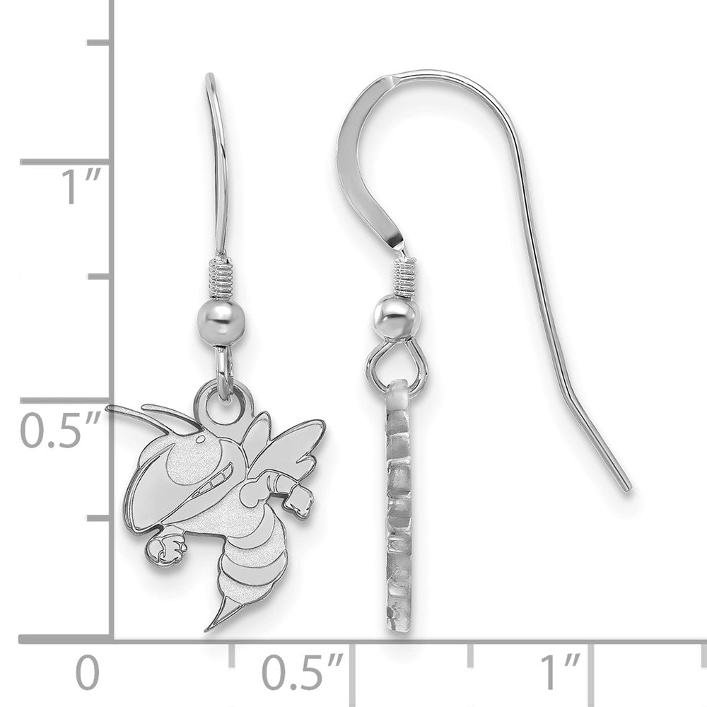 Sterling Silver Rhodium-plated Georgia Tech Yellow Jacket Dangle Earring