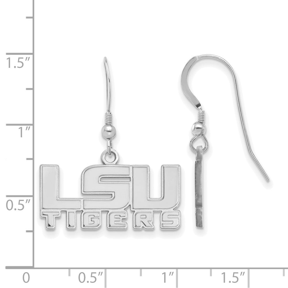 Sterling Silver Rhodium-plated Louisiana State U. Small Dangle Earrings