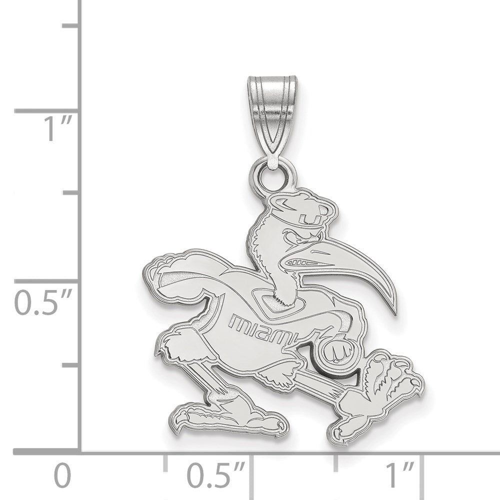 Sterling Silver Rhodium-plated University of Miami Large Pendant