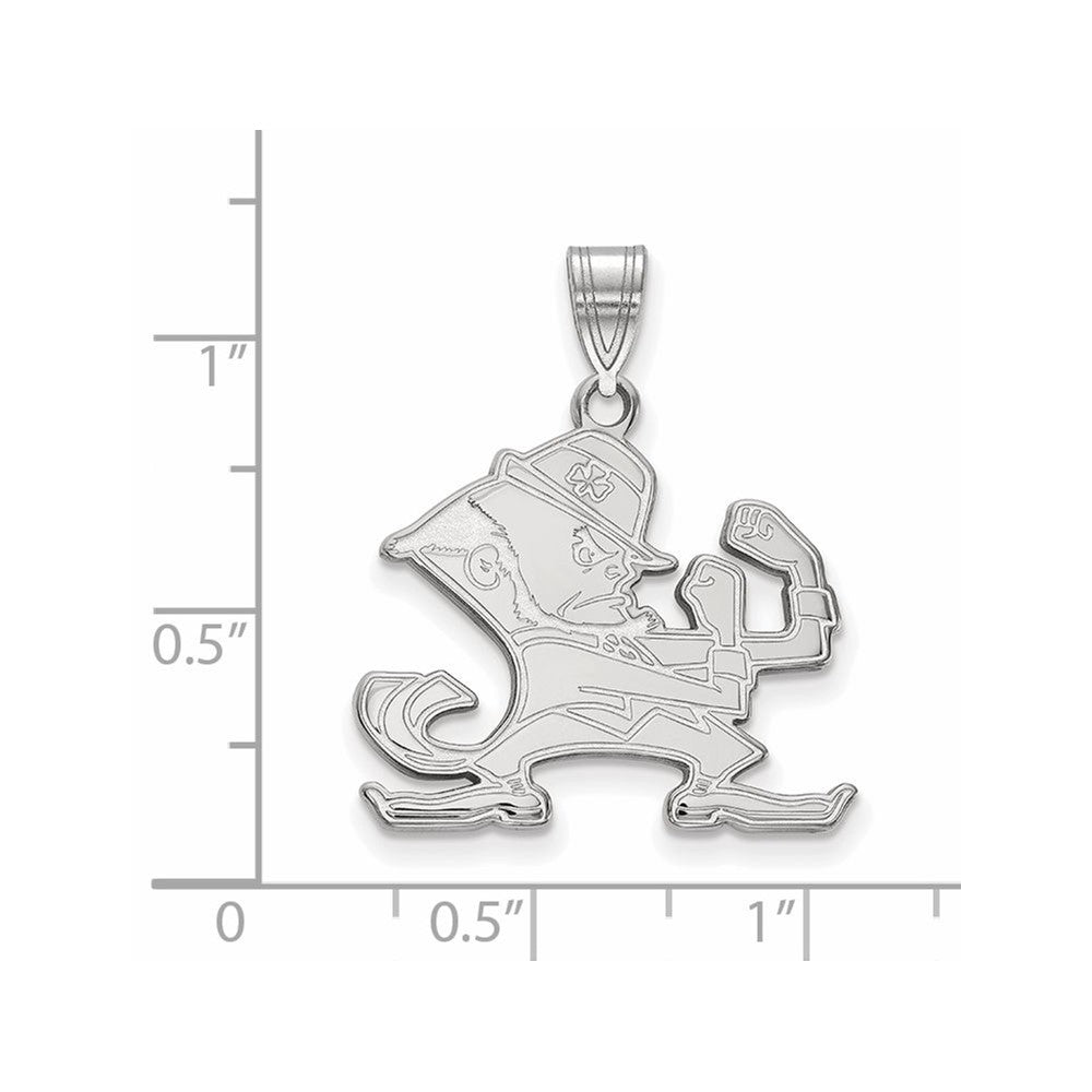 Sterling Silver Rhodium-plated U. of Notre Dame Large Pendant