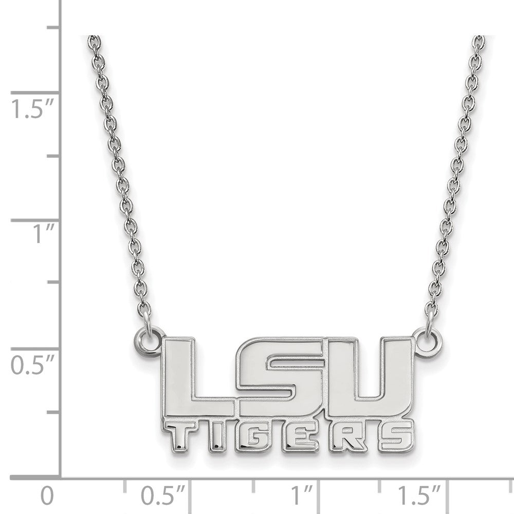 Sterling Silver Rhodium-plated Louisiana State U. Small Pendant Necklace