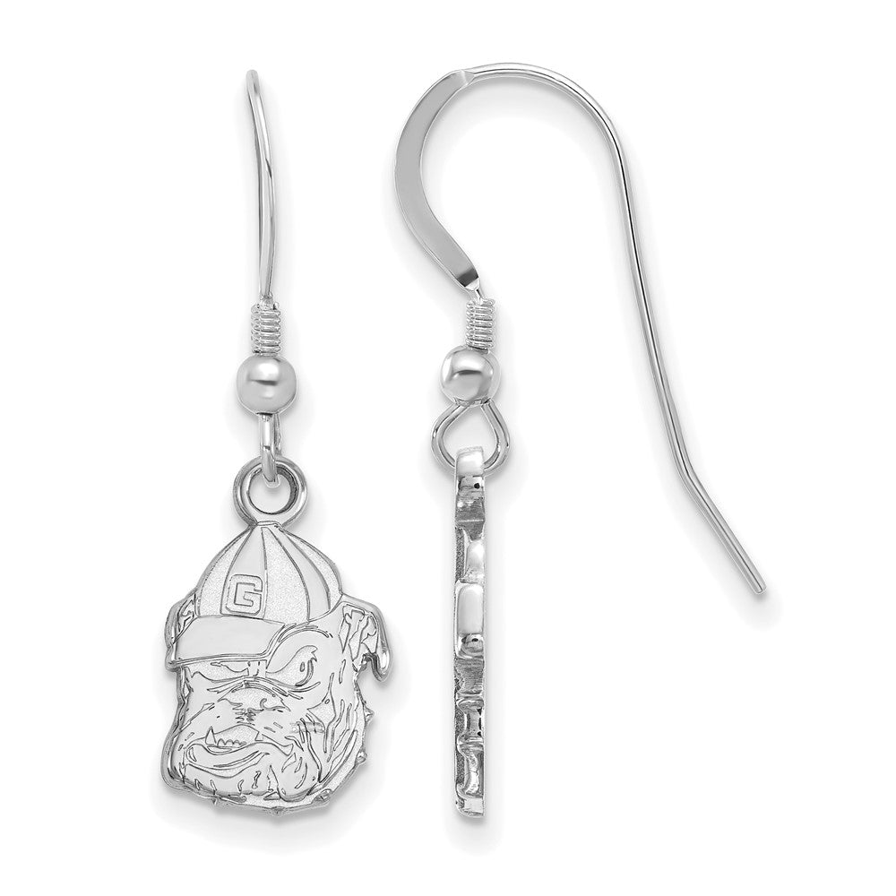 Sterling Silver Rhodium-plated University of Georgia Small Dangle Earrings