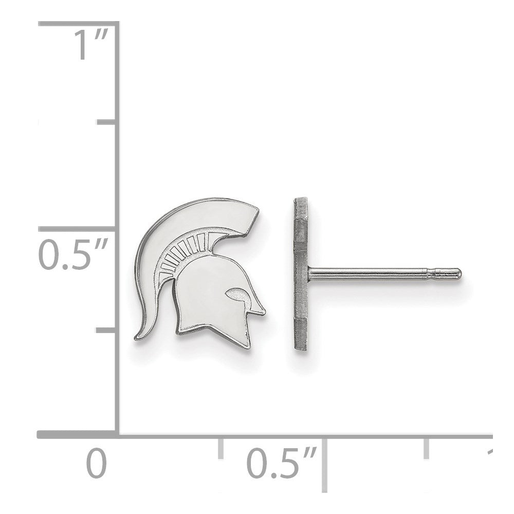 Sterling Silver Rhodium-plated Michigan State U. XS Post Earrings