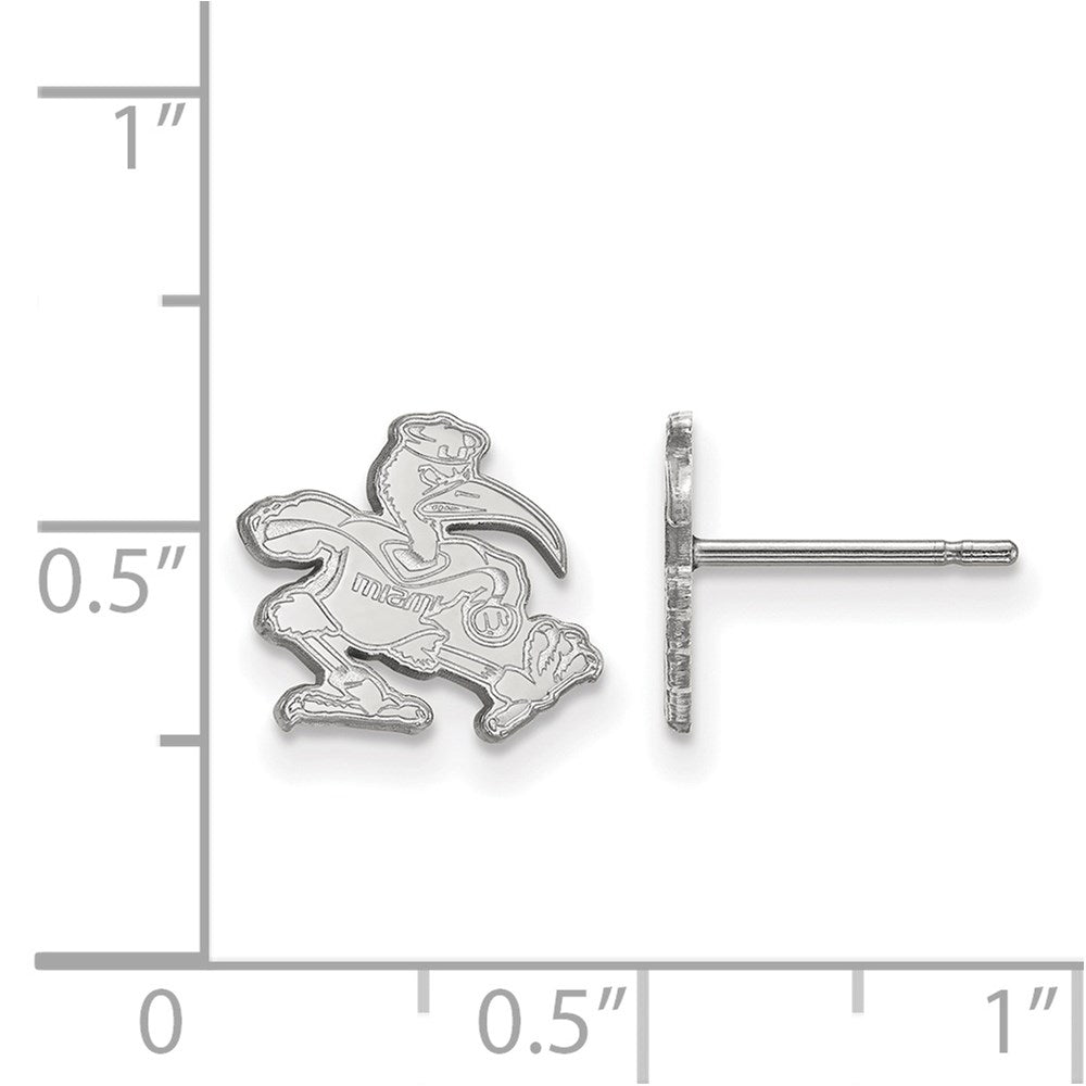 Sterling Silver Rhodium-plated University of Miami XS Post Earrings