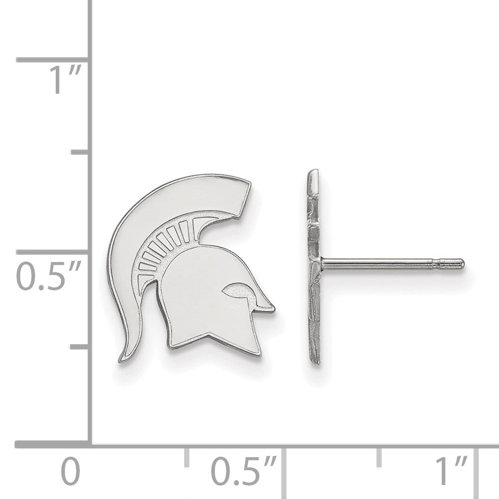 Sterling Silver Rhodium-plated Michigan State U. Small Post Earrings