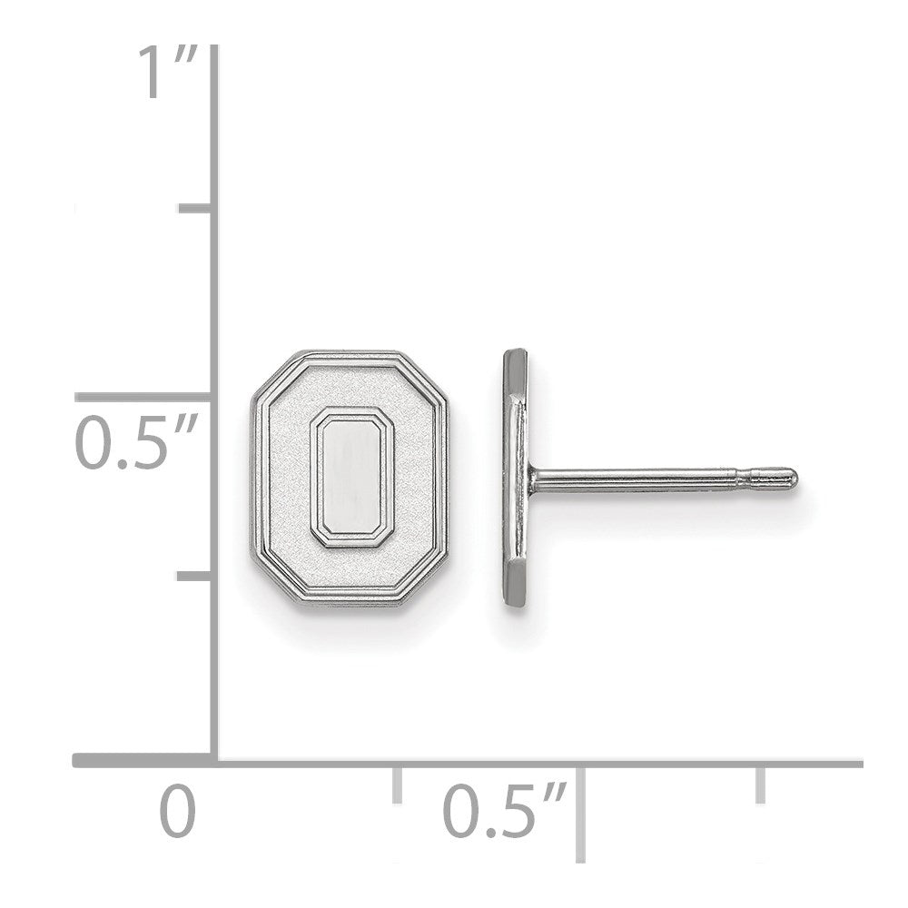 Sterling Silver Rhodium-plated Ohio State University XS Post Earrings