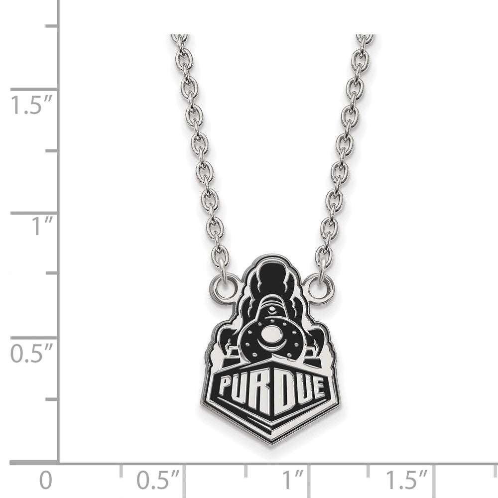 Sterling Silver Rhodium-plated Purdue Lrg Enamel Pendant Necklace