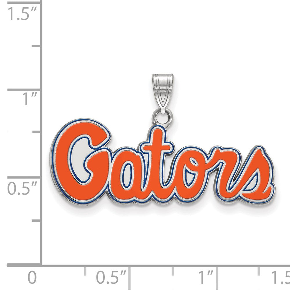 Sterling Silver Rhodium-plated Univ. of Florida Small Enamel Pendant