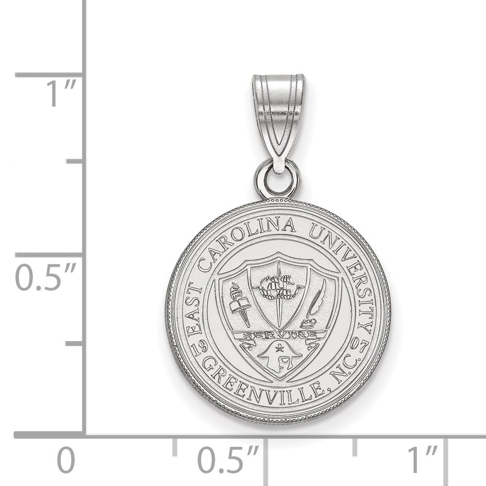 Sterling Silver Rhodium-plated East Carolina U. Medium Crest Pendant