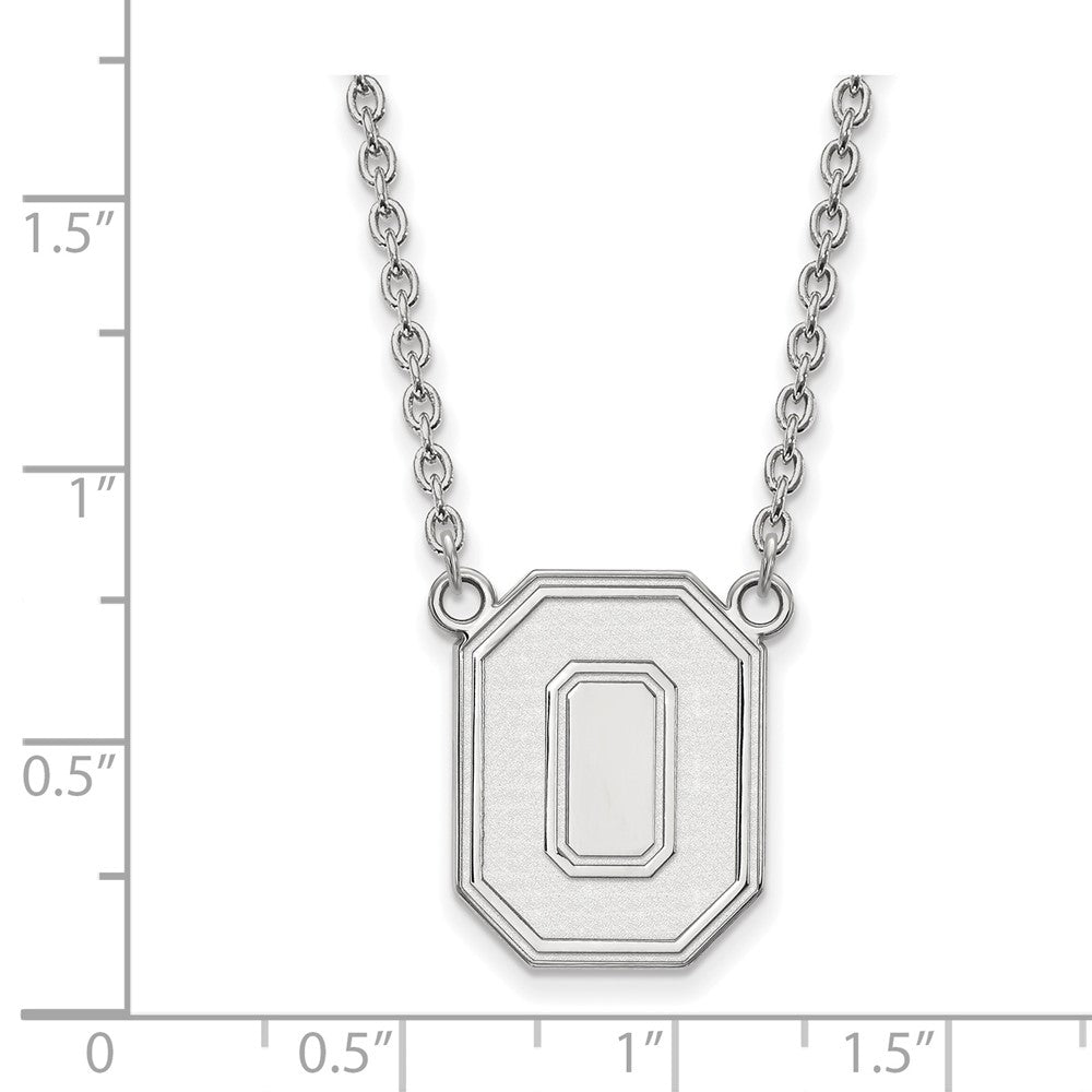 Sterling Silver Rhodium-plated Ohio State U. Large Pendant Necklace