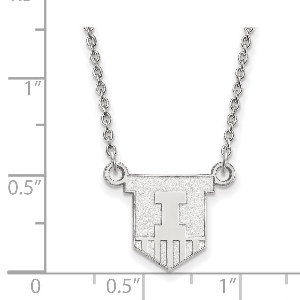 Sterling Silver Rhodium-plated Univ. of Illinois Small Pendant Necklace