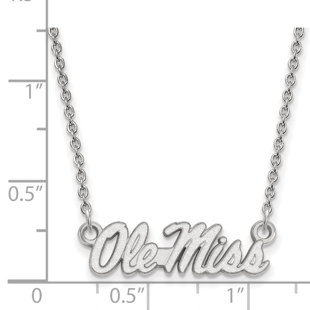 Sterling Silver Rhodium-plated U. of Mississippi Small Pendant Necklace