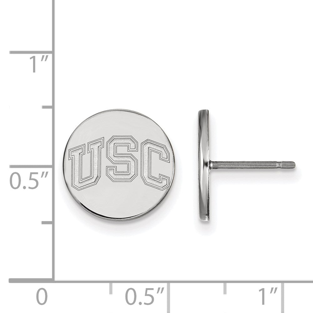 Sterling Silver Rhodium-plated U. of Southern California XS Disc Earrings