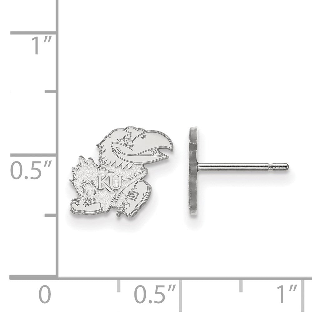 Sterling Silver Rhodium-plated University of Kansas XS Post Earrings