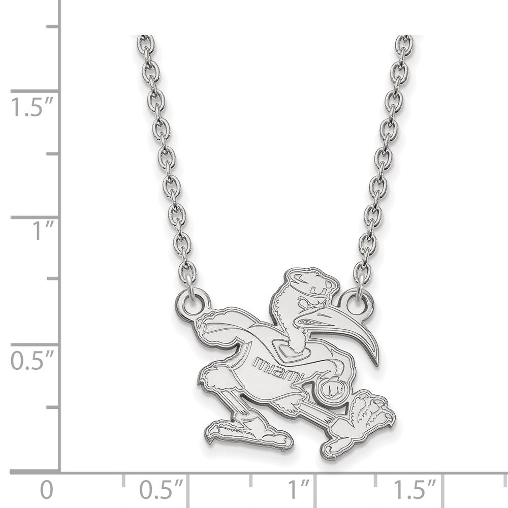 Sterling Silver Rhodium-plated Univ. of Miami Large Pendant Necklace