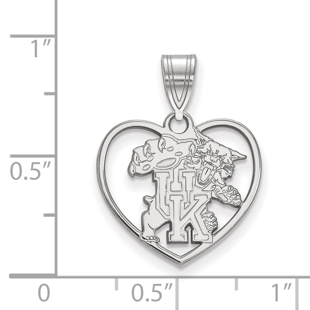 Sterling Silver Rhodium-plated University of Kentucky Heart Pendant