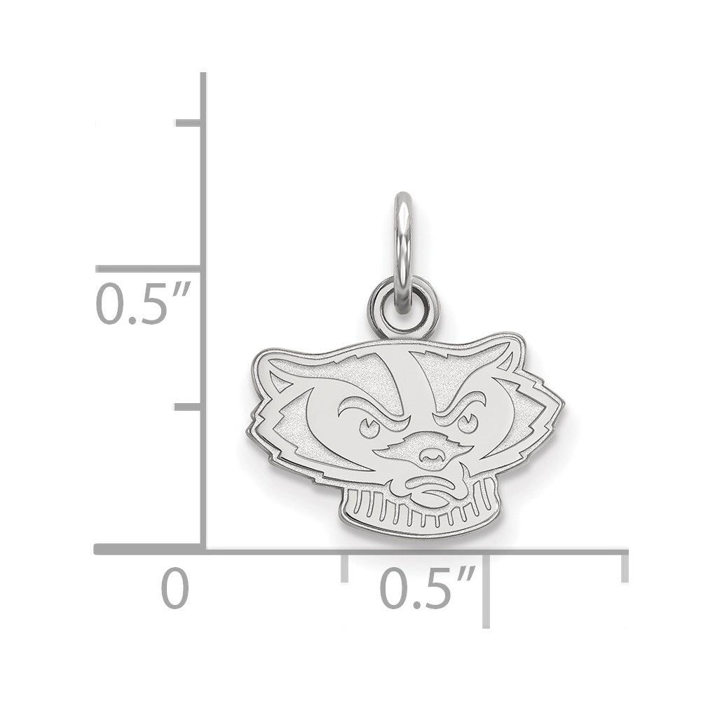 Sterling Silver Rhodium-plated University of Wisconsin XS Pendant