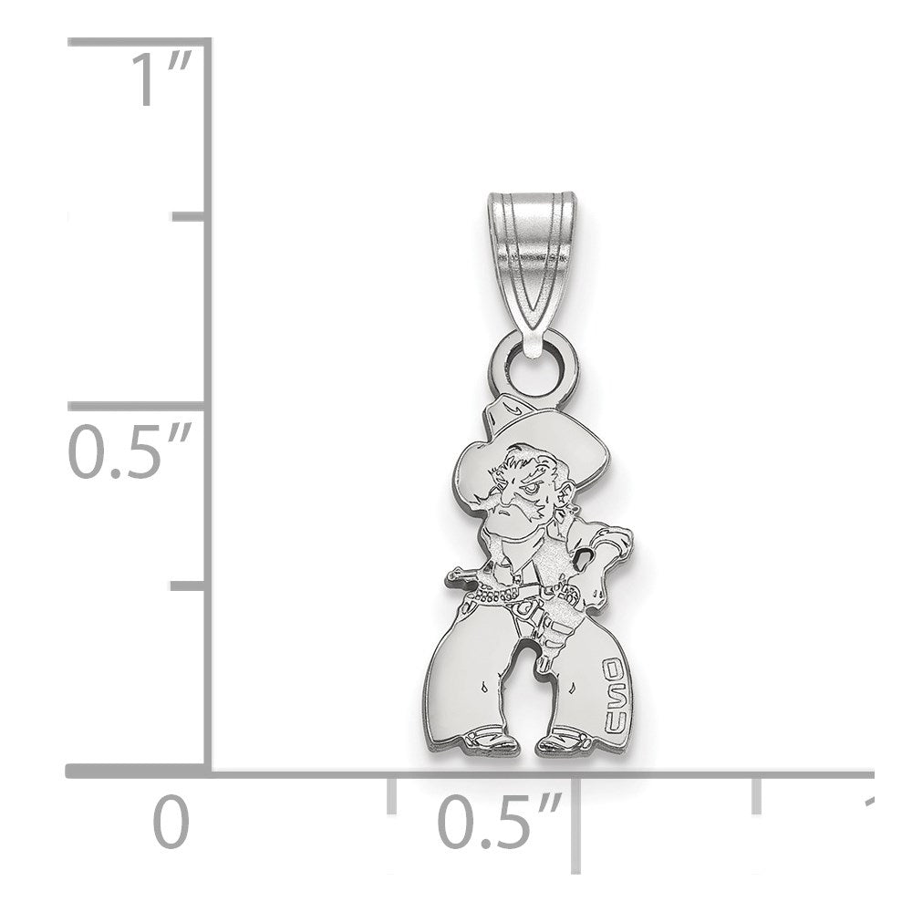 Sterling Silver Rhodium-plated Oklahoma State University Small Pendant