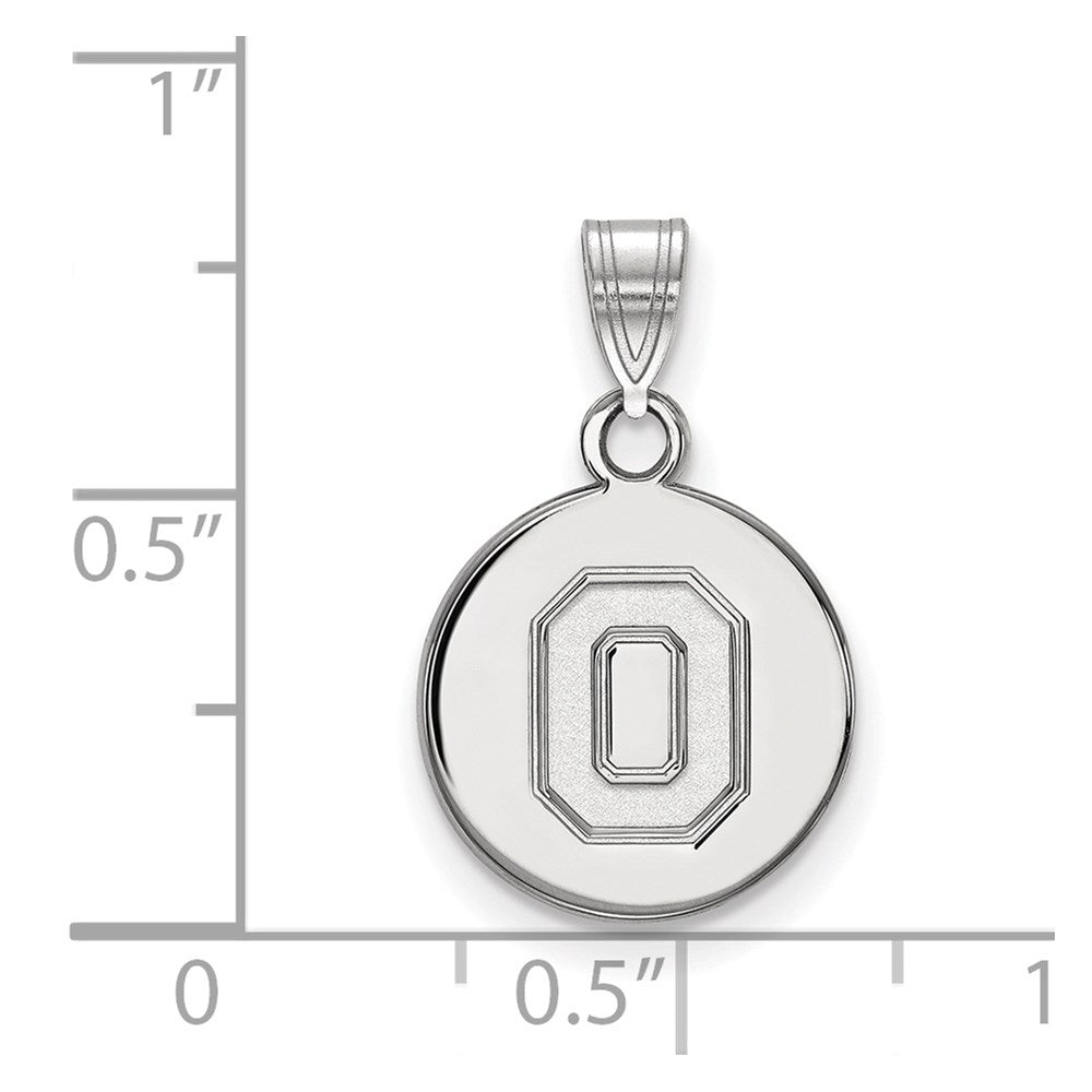 Sterling Silver Rhodium-plated Ohio State University Small Disc Pendant